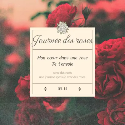 Un simple billet pour la Journée des roses en rouge et ivoire
