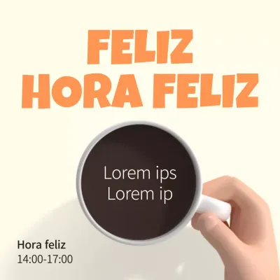 Un sencillo anuncio amarillo y naranja para una cafetería