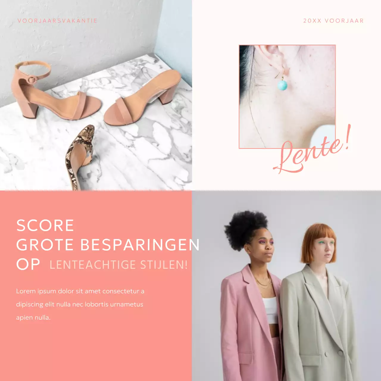 Groen en Roze Elegante Voorjaarsuitverkoop Promotie