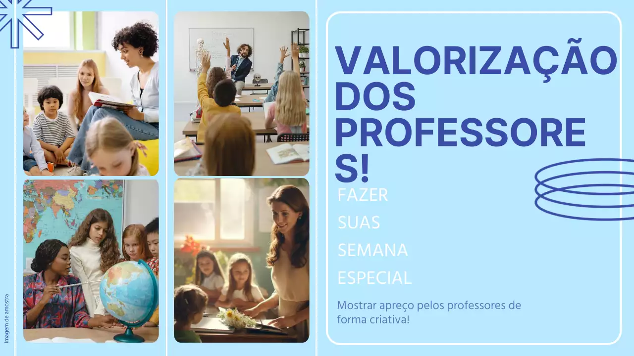 Guia simples azul e branco para o Dia de Valorização do Professor
