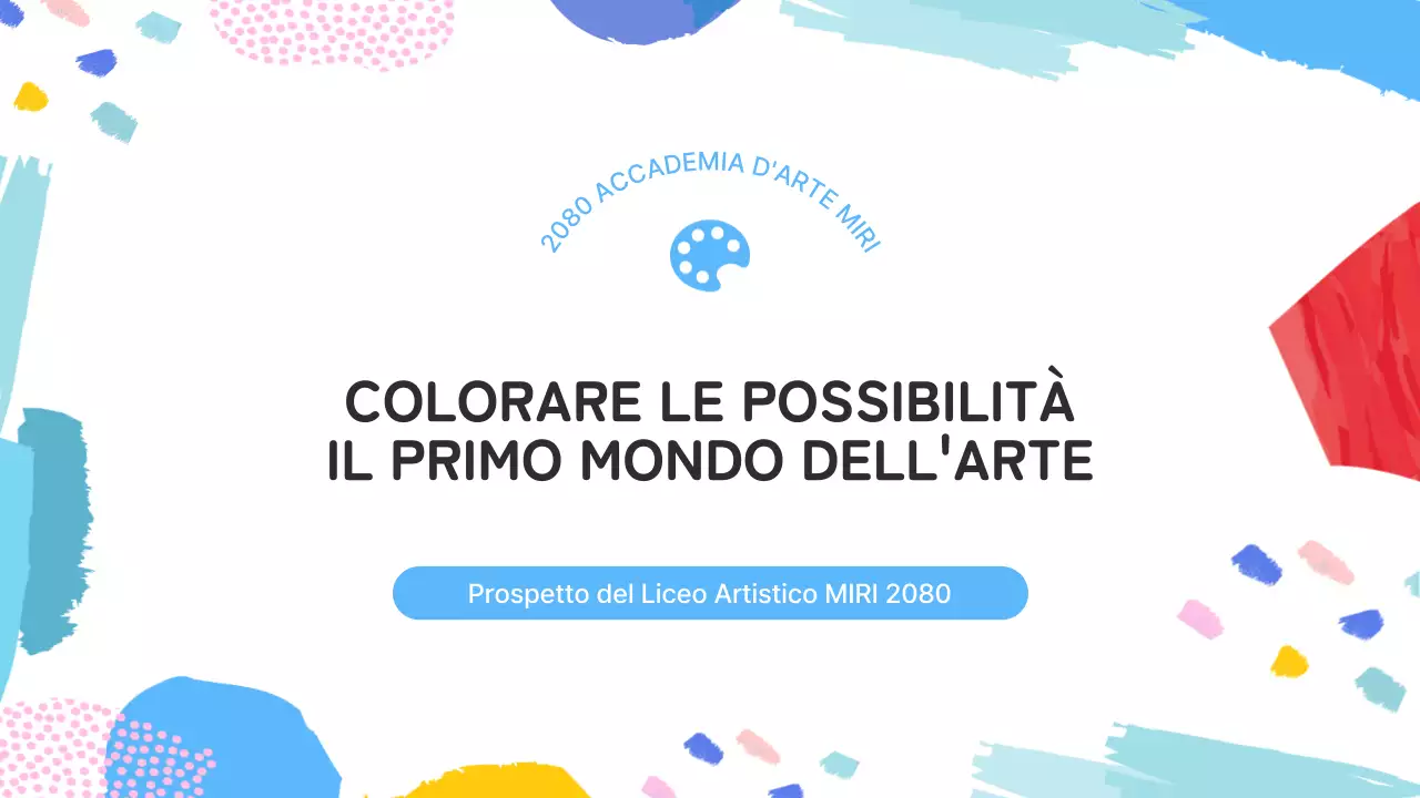 Un'introduzione azzurra e rosa a una bella scuola d'arte
