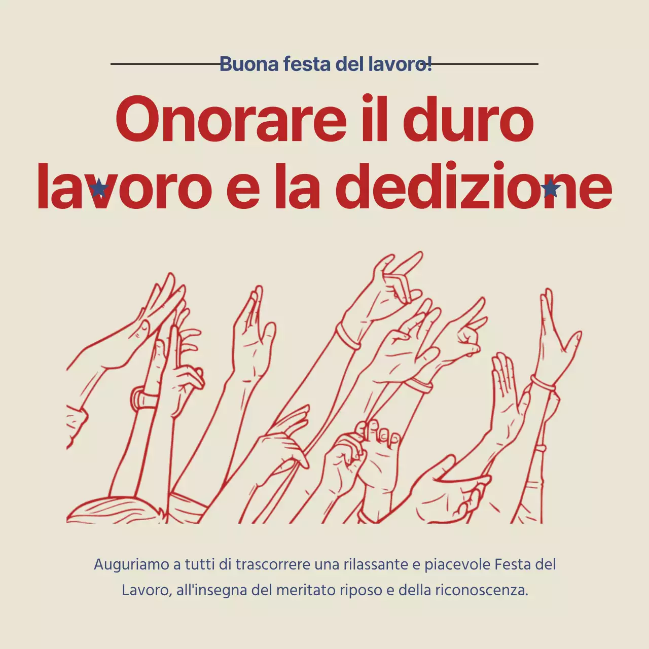 Articoli promozionali beige e rossi retro Happy Labour Day