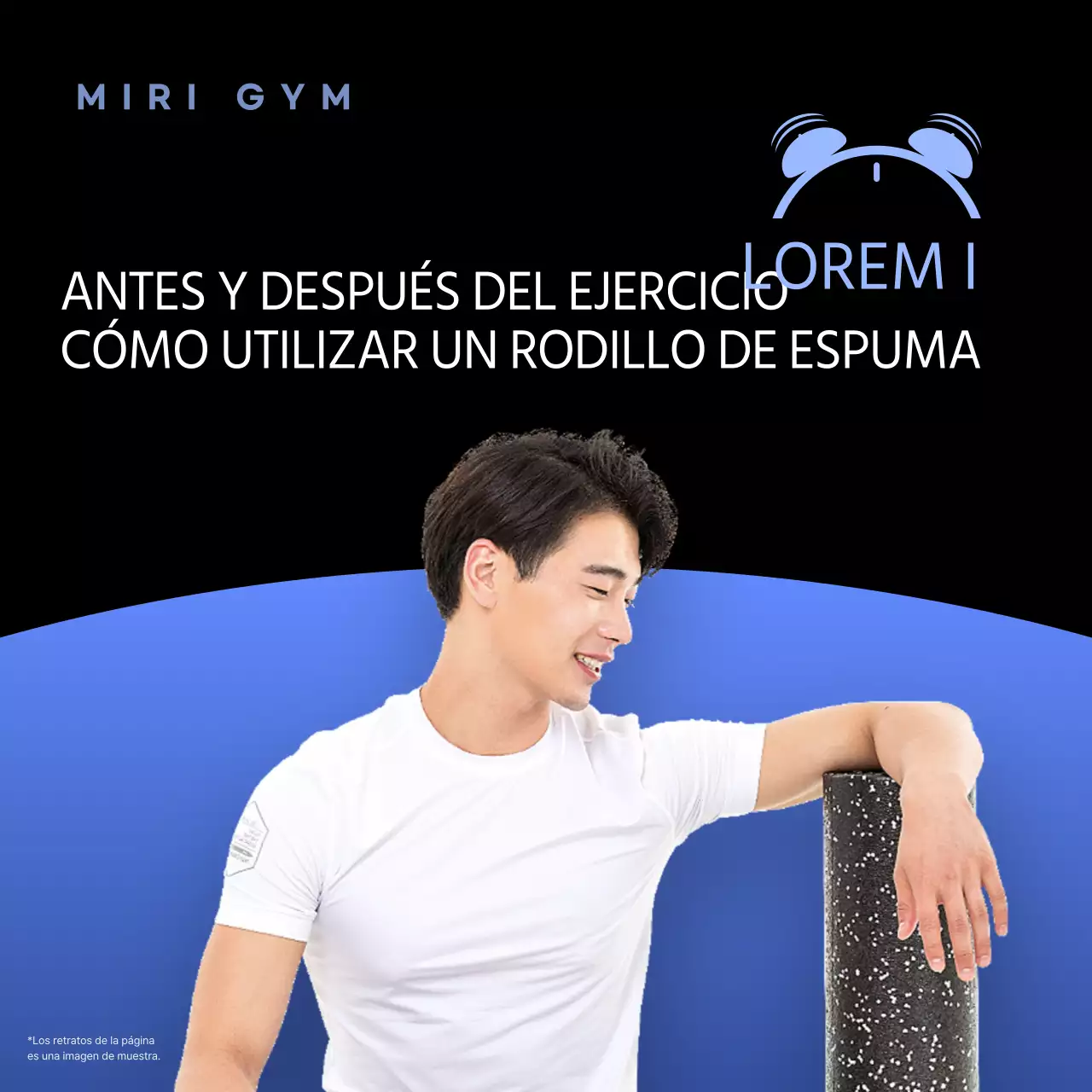 Una sencilla guía de rodillo de espuma para antes y después del entrenamiento en azul y negro