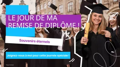 Publicité orange et blanche pour la remise des diplômes