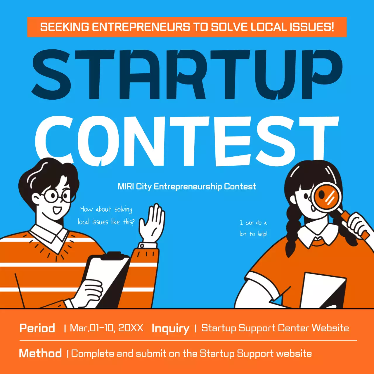 Blue Modern Startup Promotion Social Media Post