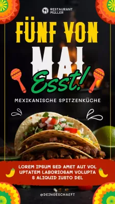 Gelb Schwarz Modern Klassisch Cinco de Mayo Eats Anzeige