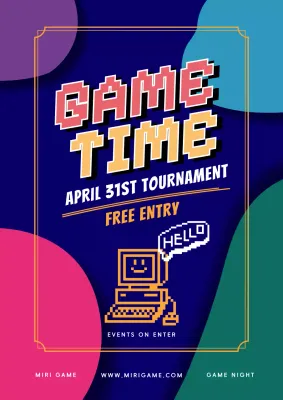 Blue Retro Gaming Event Poster