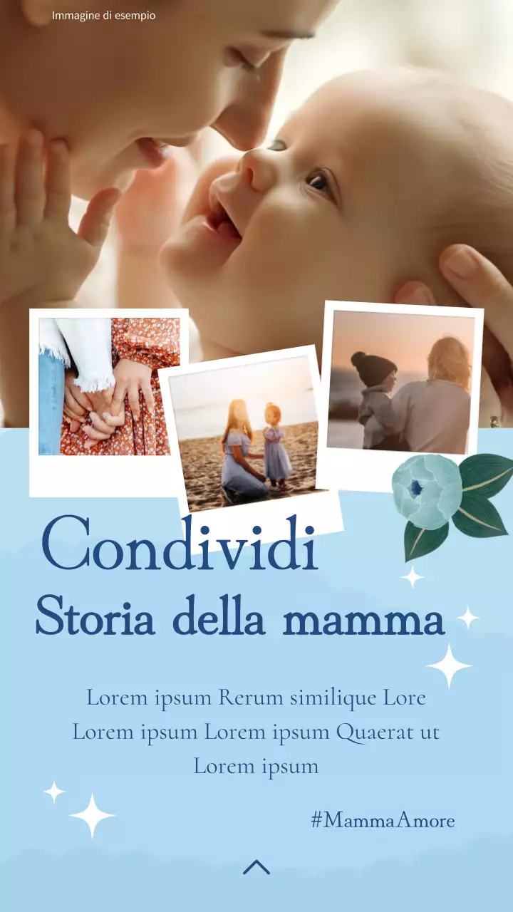 Semplice pubblicità blu e bianca per la festa della mamma