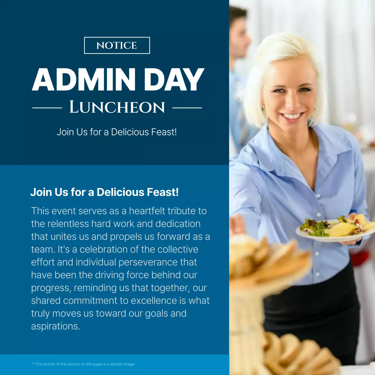 Blue Professional Luncheon Announcement Social Media Post