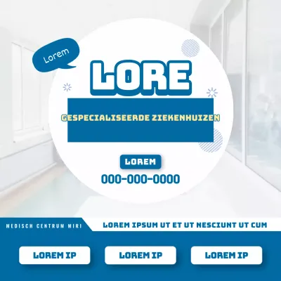 Advertentie voor medische onderzoekskliniek in blauwe basisstijl