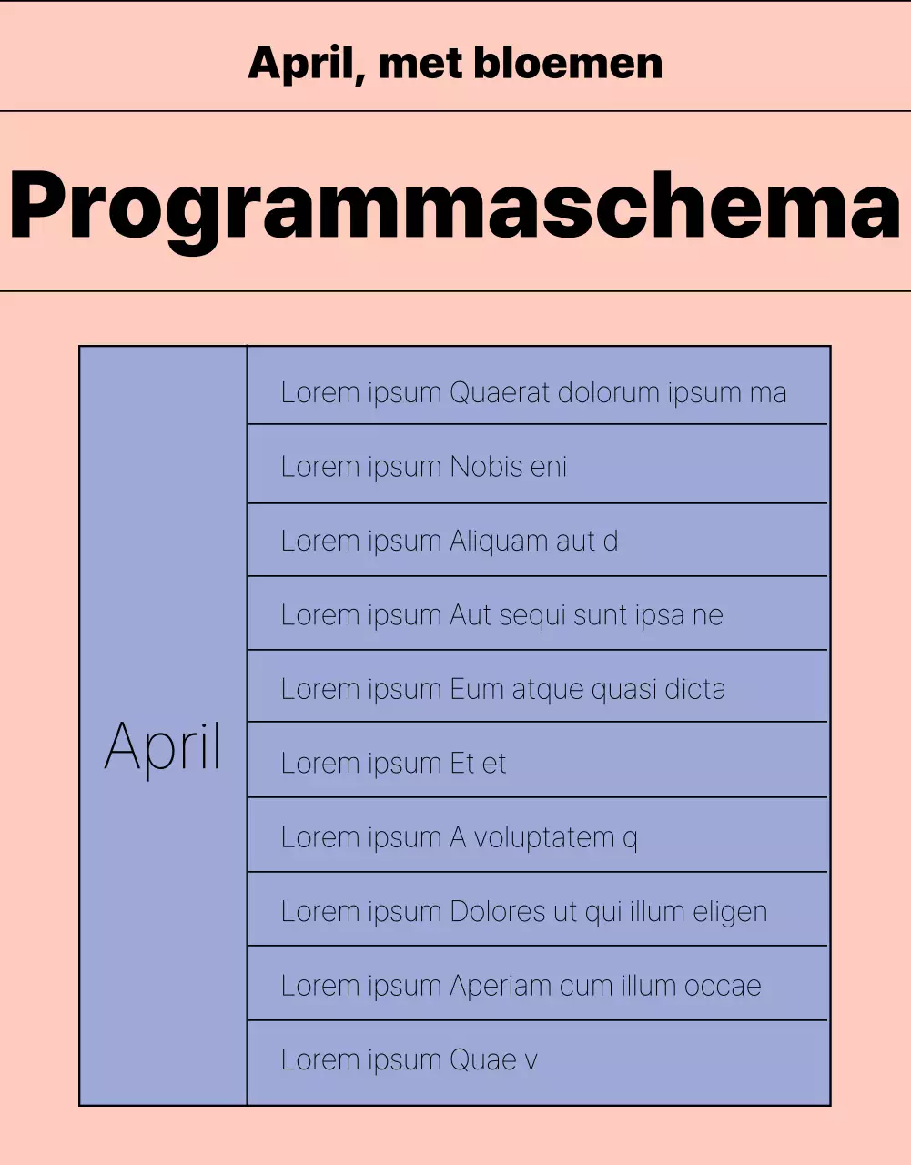 Eenvoudige mauve en roze showprogramma-informatie