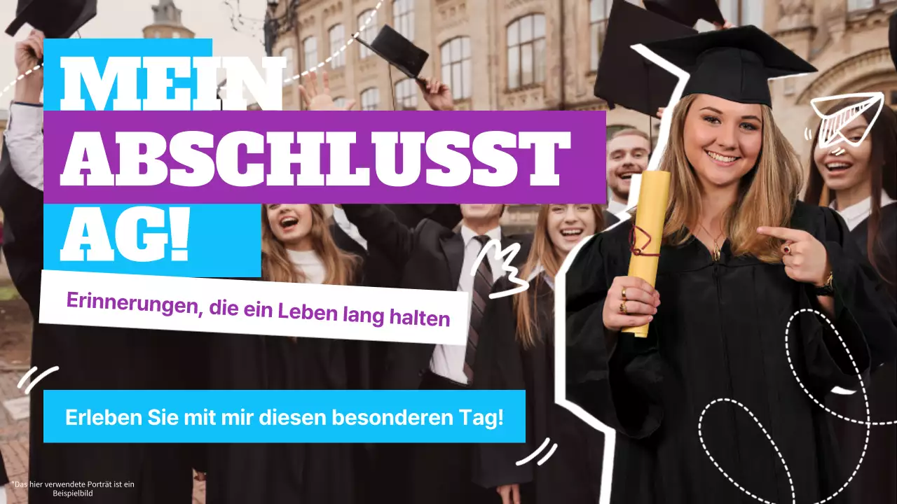 Orange und Weiß Einfache Werbung für die Abschlussfeier