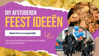 Paars en geel modern afstudeerfeest decoratiegids