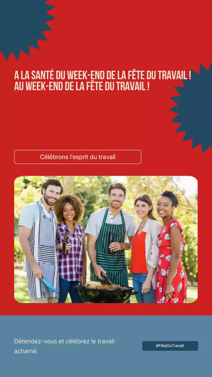 Red and Blue Basic Cheers to Labor Day Weekend ! Publicité