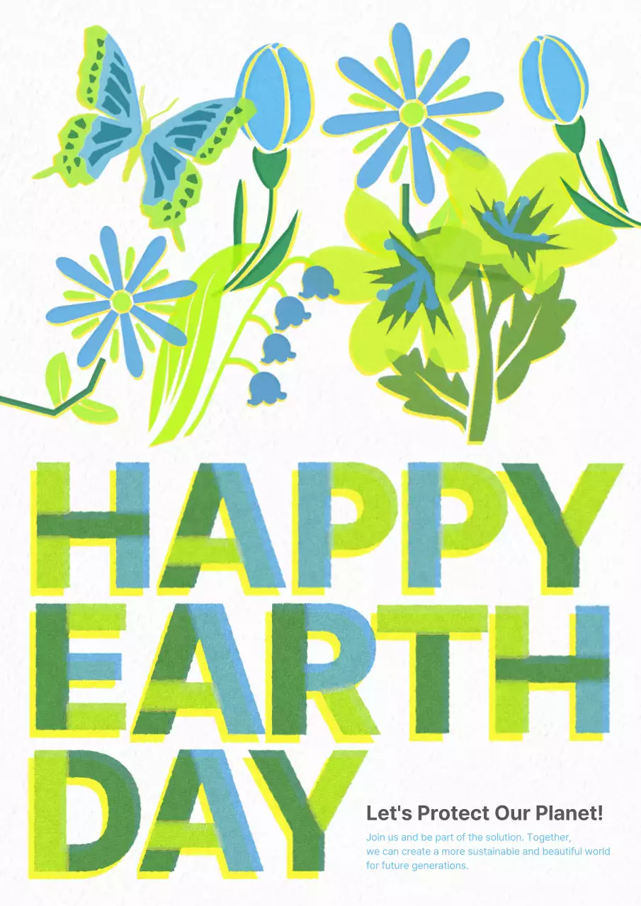 Green Botanical Earth Day Announcement Poster