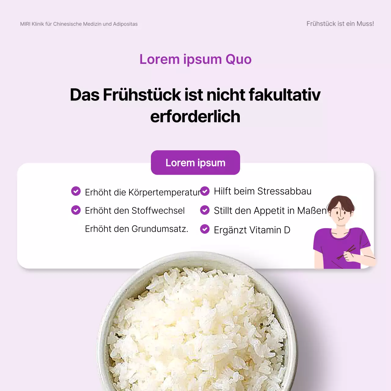Moderne Ernährungstipps in Lila und Mauve
