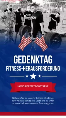 Blaue und rote Modern Fitness Challenge Anzeige