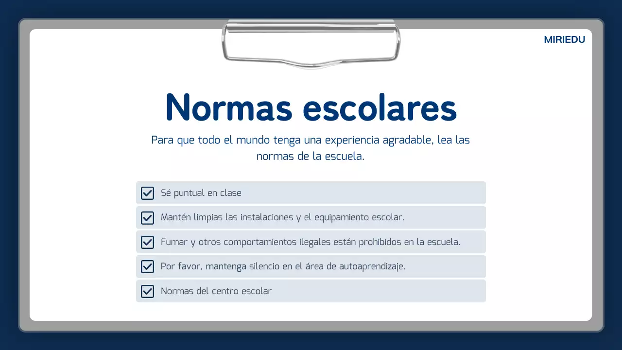 Anuncio escolar sencillo azul marino