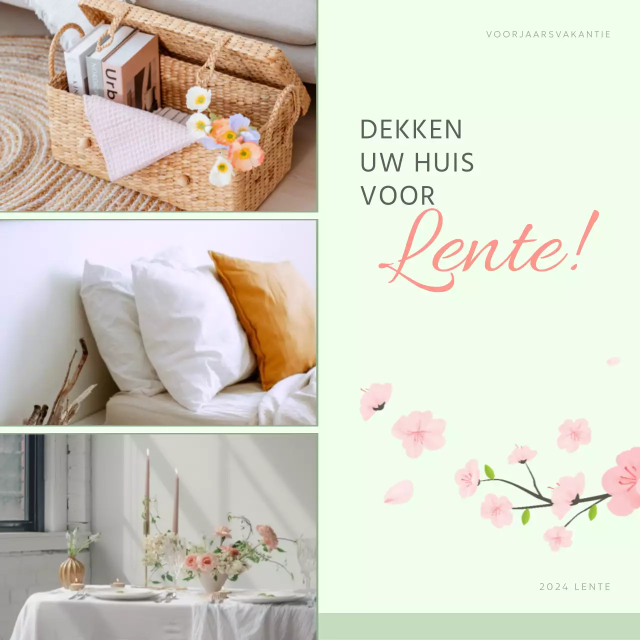 Groen en Roze Elegante Voorjaarsuitverkoop Promotie