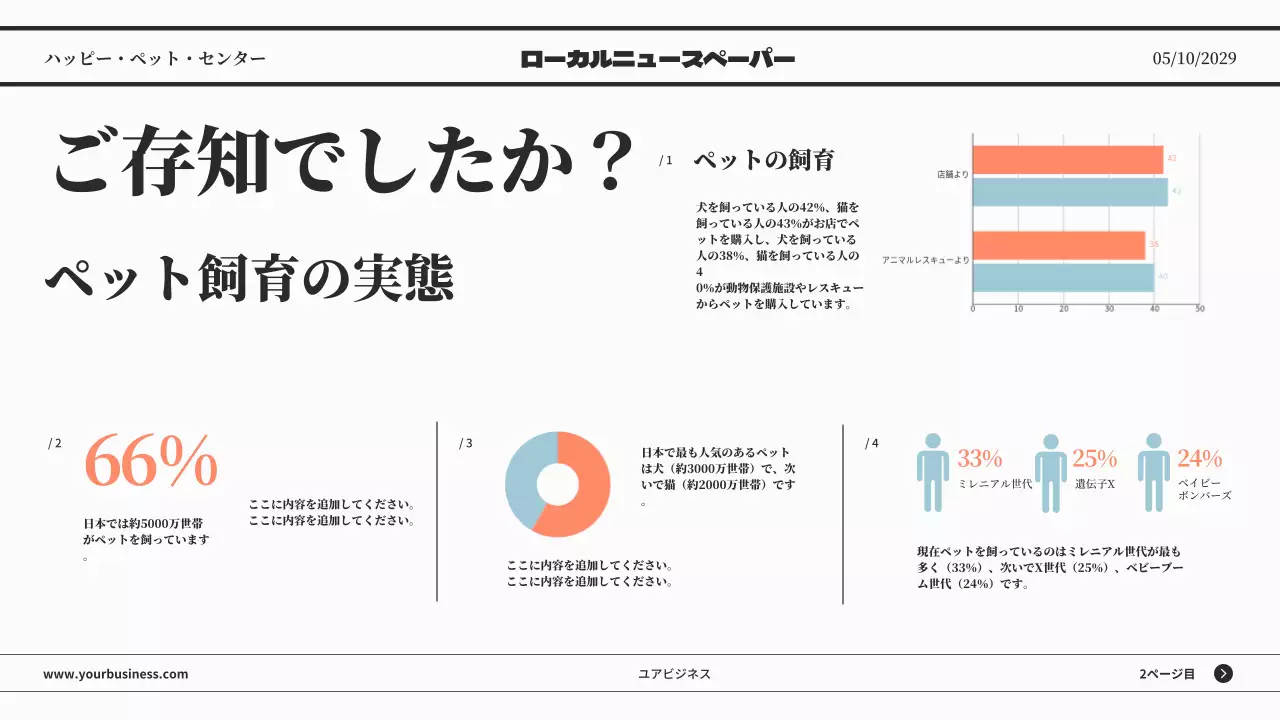 白黒 シンプル ペット 社内報 プレゼンテーション