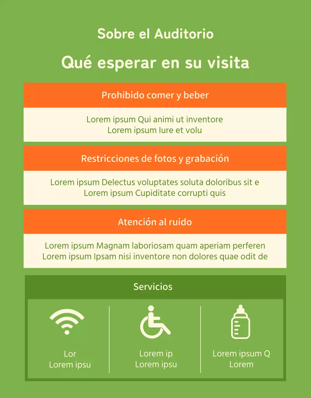 Información sobre el programa de espectáculos en este acogedor local verde lima y marfil