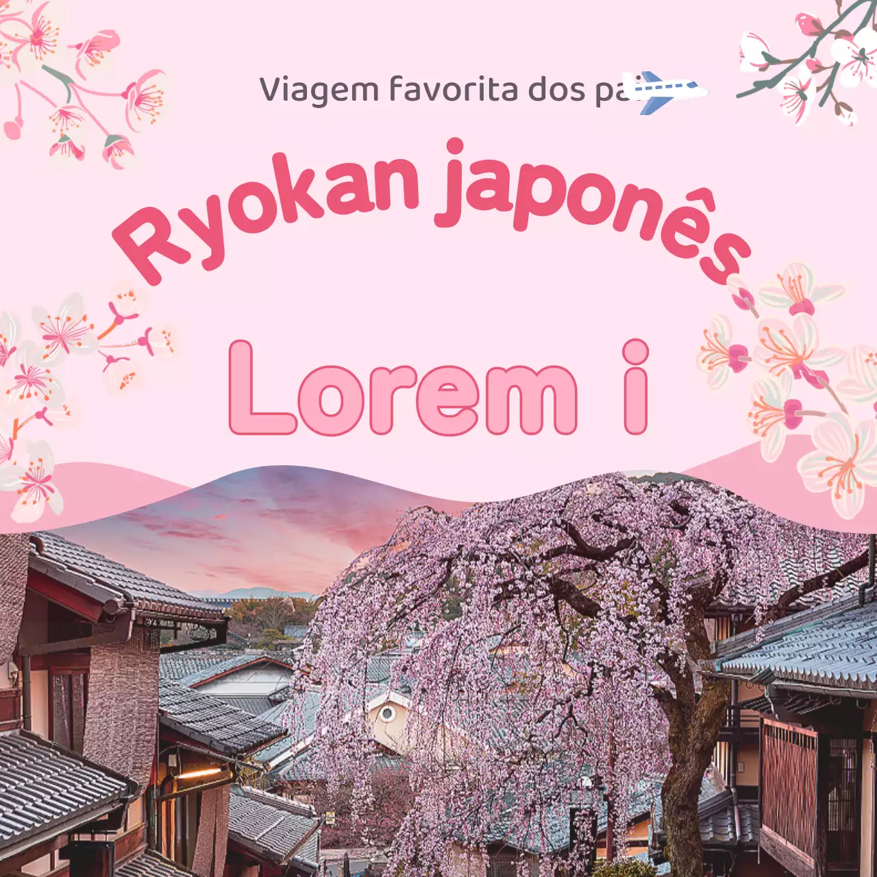 Promover viagens de piedade filial japonesa de inspiração oriental rosa e rosa quente