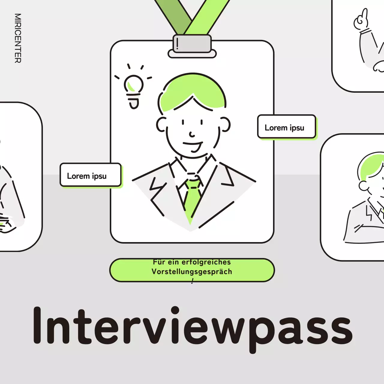 Über den einfachen Vorstellungsgesprächs-Pass in Chartreuse und Grau