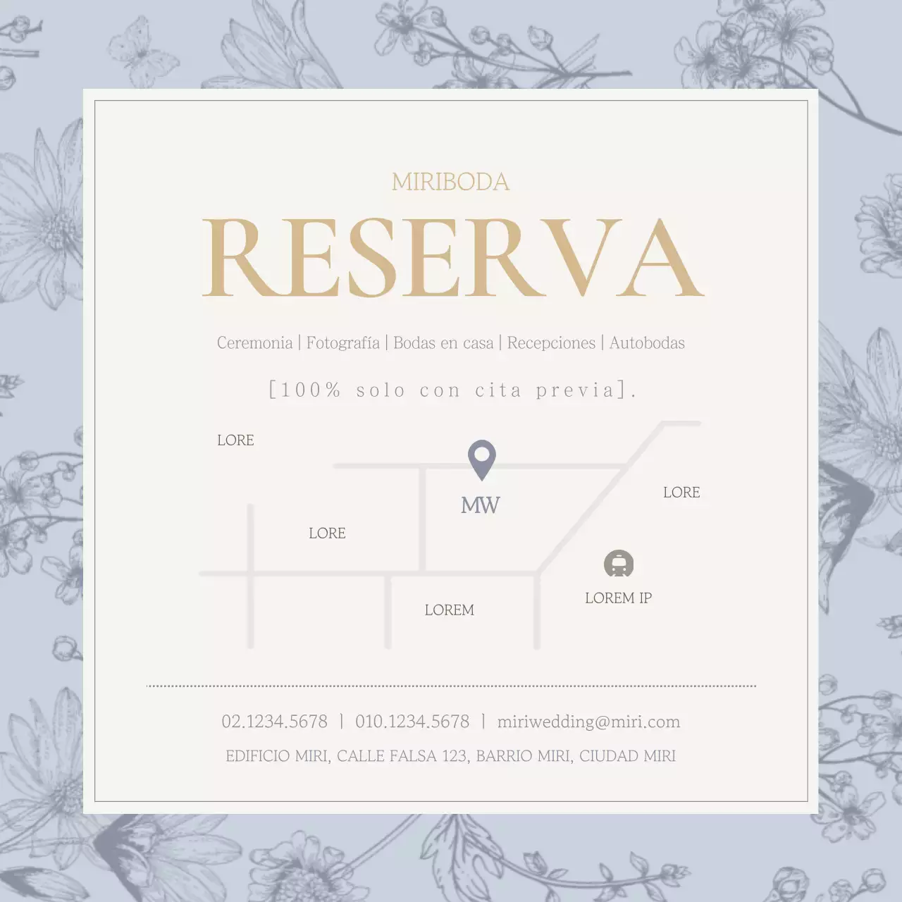 Lujoso vestido de novia en azul claro y beige anuncio de evento