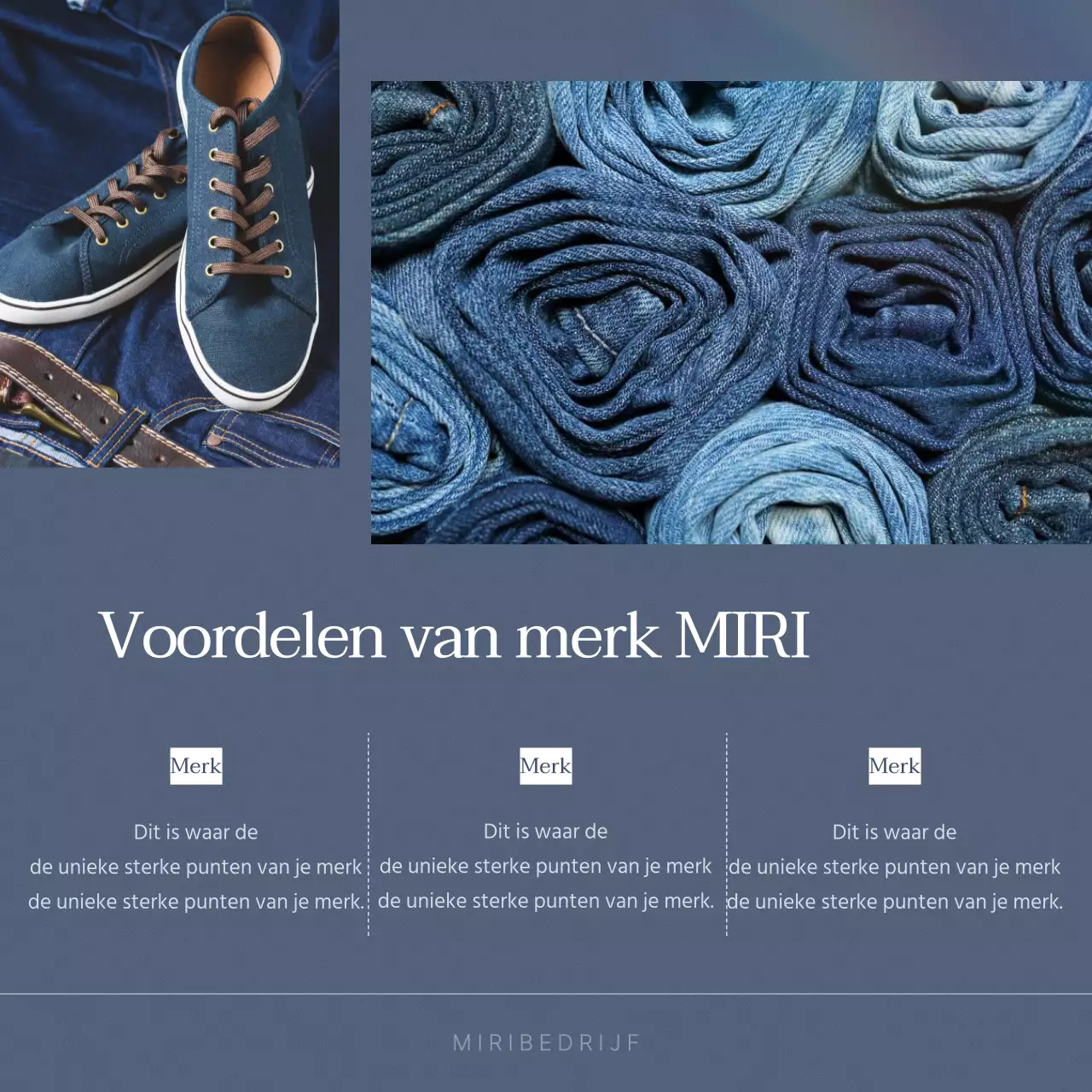 Promoot je modemerk met marineblauwe vintage jeans