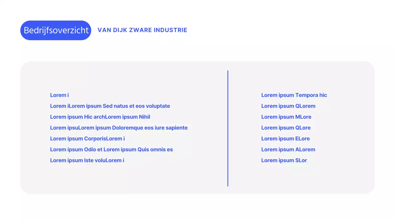 Een minimalistisch businessplan voor zware industrie in blauw