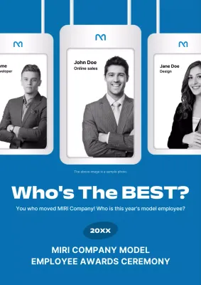 Blue Professional Employee Awards Announcement Poster