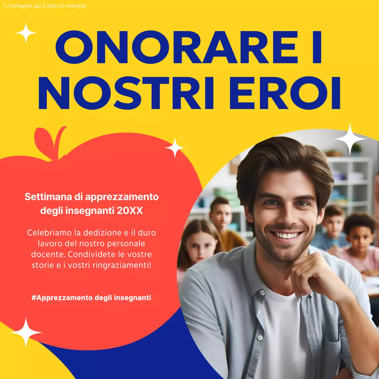 Giallo e blu, celebrazione moderna della Giornata dell'Insegnante Pubblicità