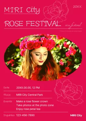 Pink Floral Festival Announcement Poster