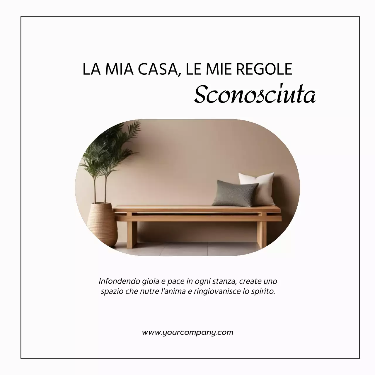 Promozione del blog sul design d'interni minimalista in bianco e nero