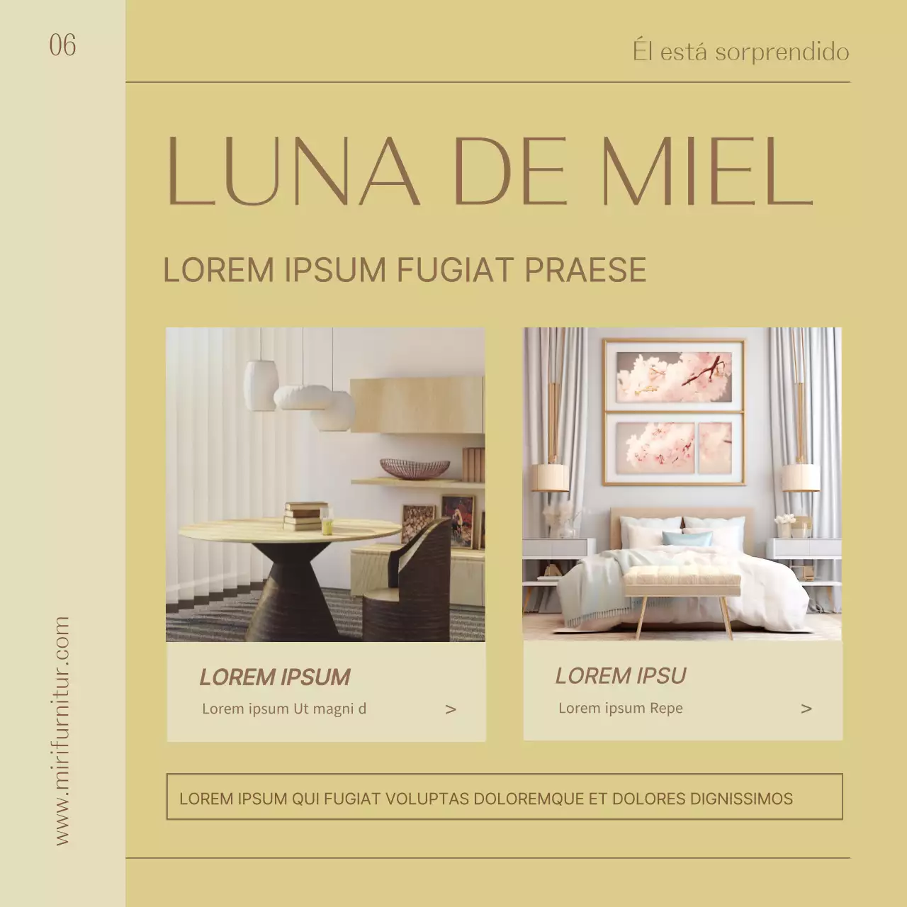 Promocionar un sencillo producto de mobiliario interior en amarillo y marrón