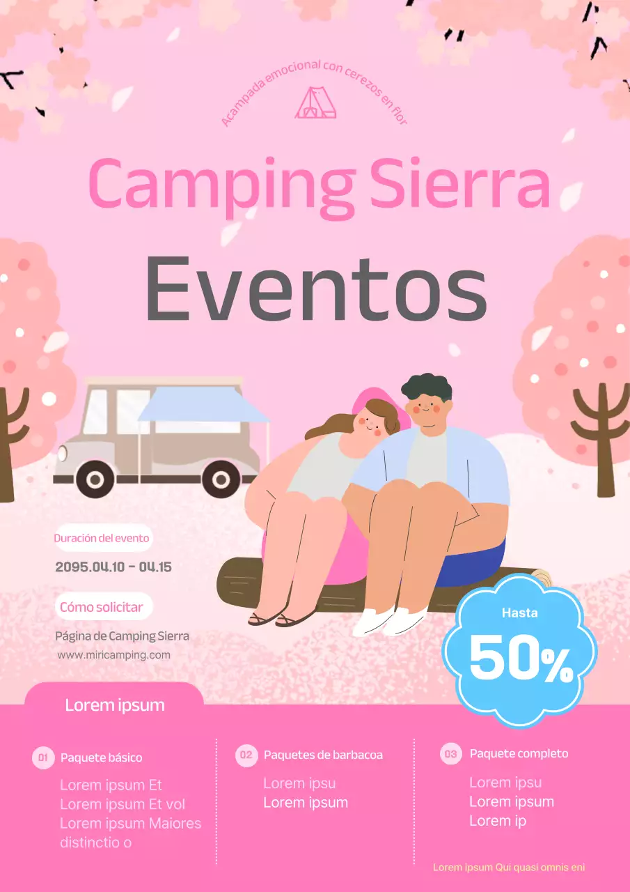 Promociona la venta de un bonito camping rosa