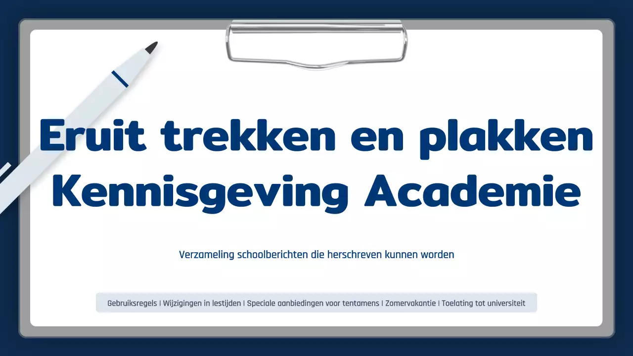 Marineblauwe eenvoudige schoolaankondiging