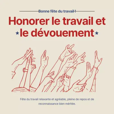 Articles promotionnels rétro beige et rouge pour la fête du travail