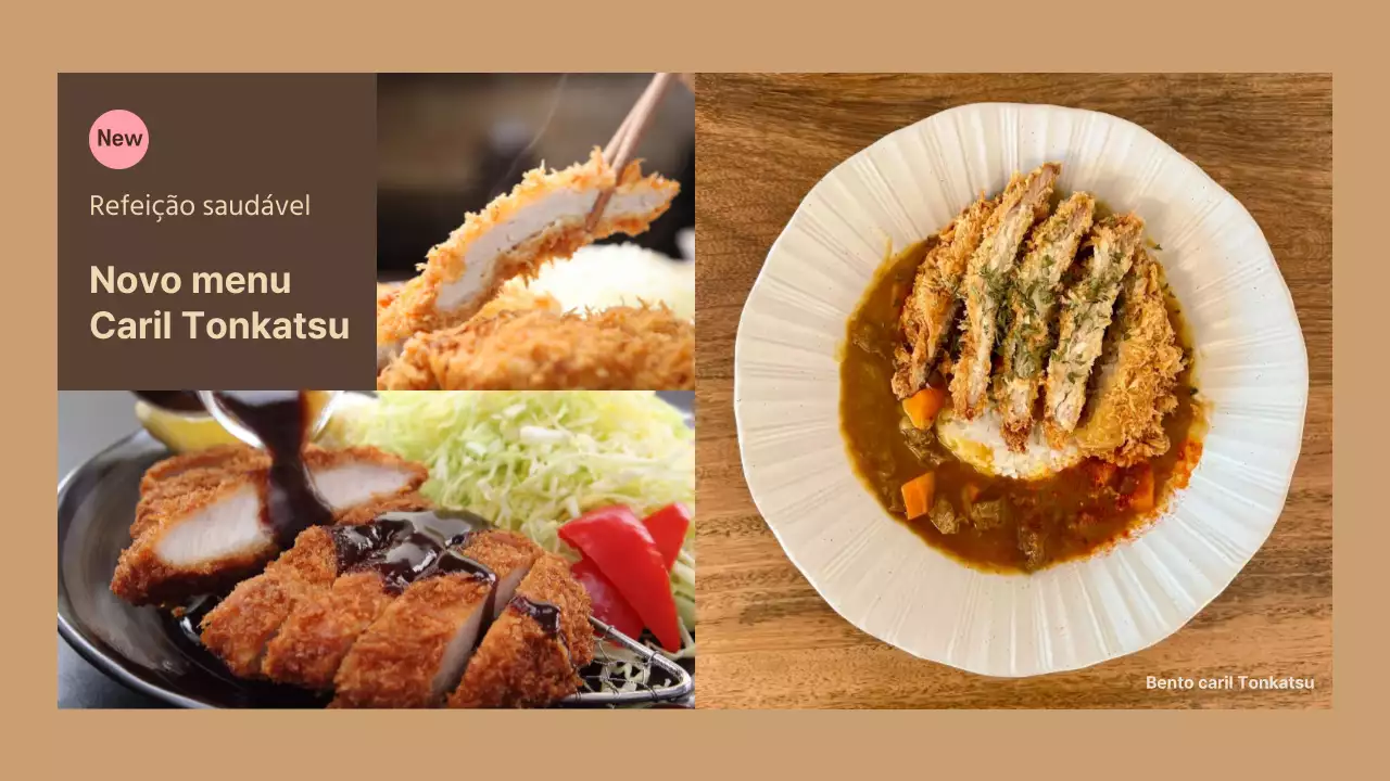 Promover um restaurante bento simples em castanho e bege