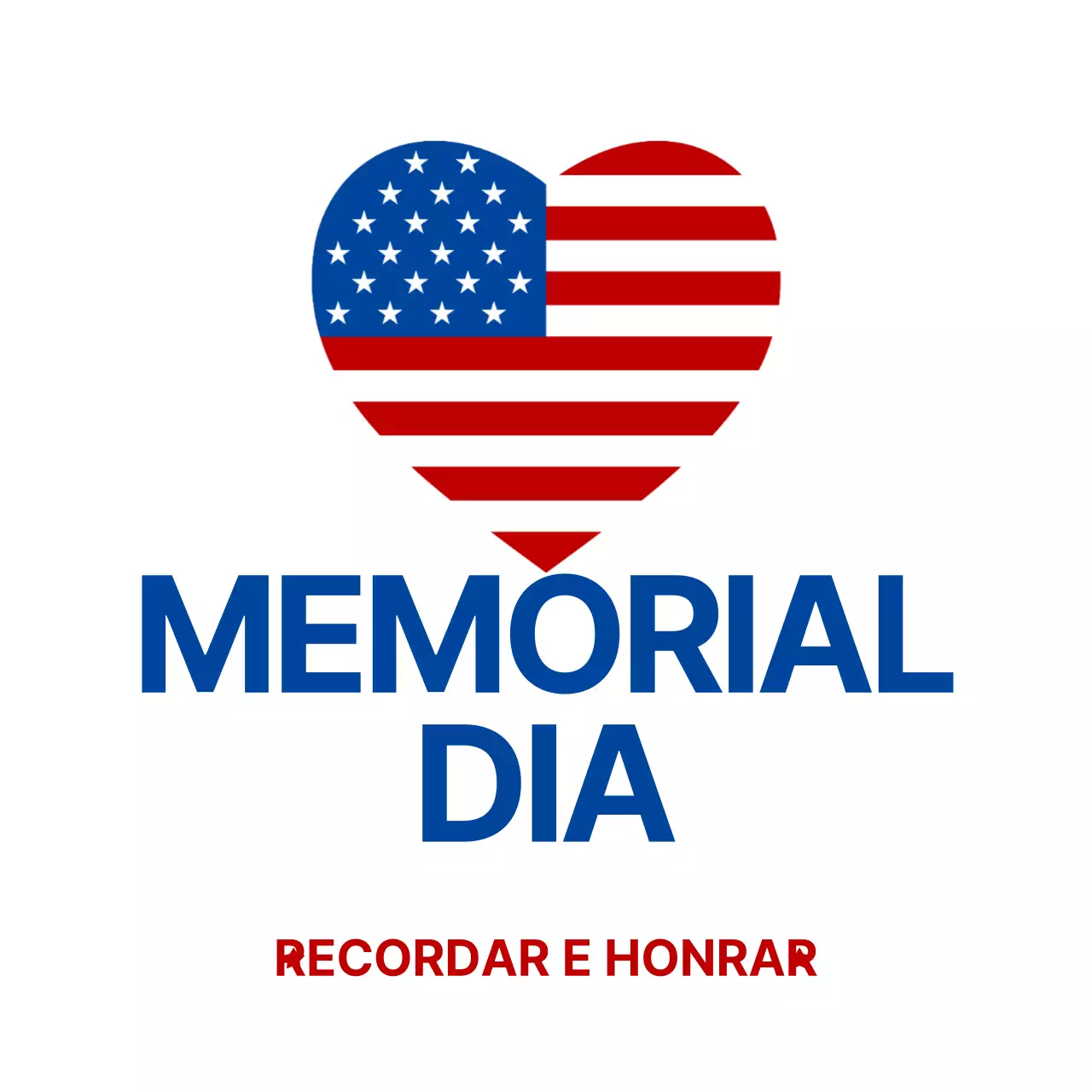 Azul Vermelho Branco Simples Mínimo Aviso do Dia da Memória