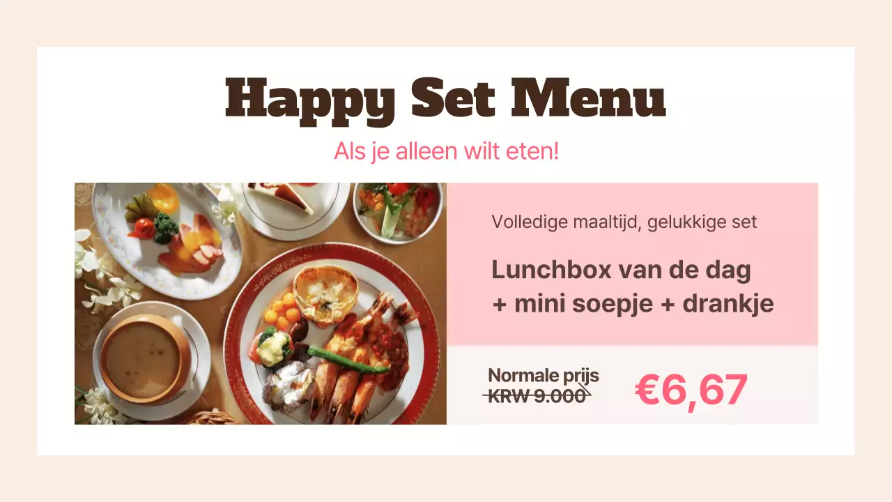 Eenvoudige reclamedrukwerk flyer voor in de winkel in roze en beige