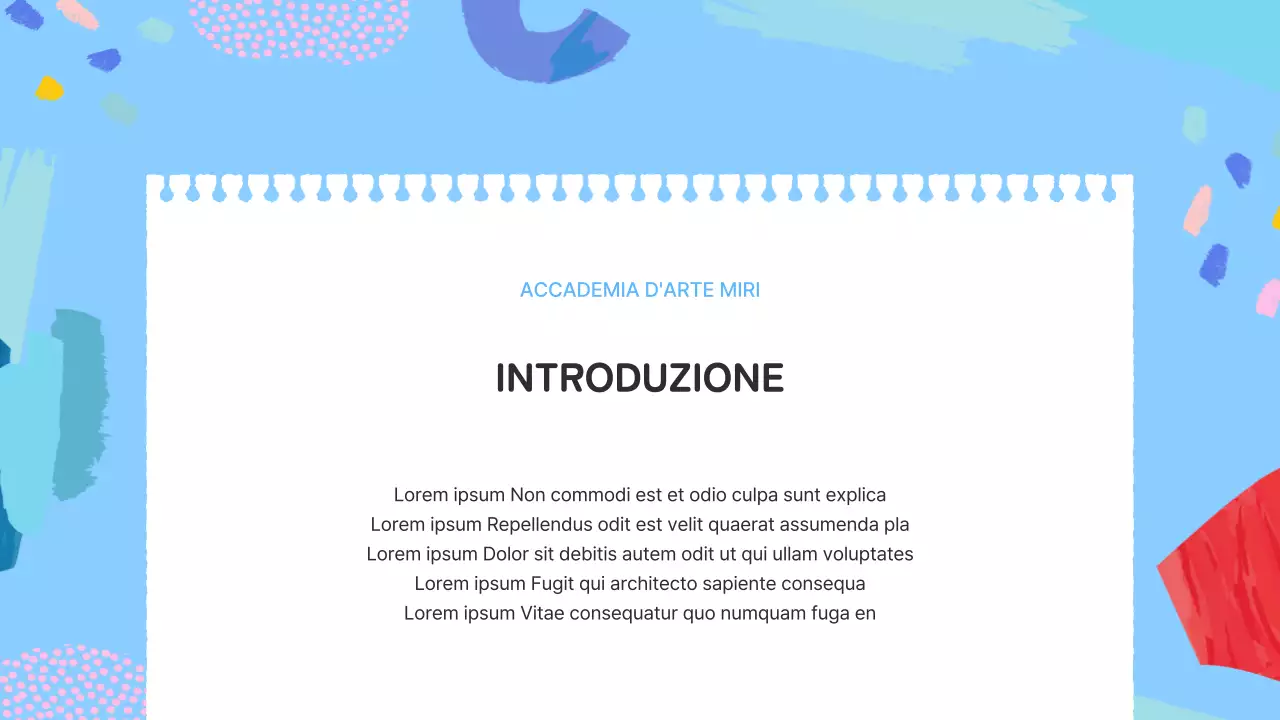 Un'introduzione azzurra e rosa a una bella scuola d'arte