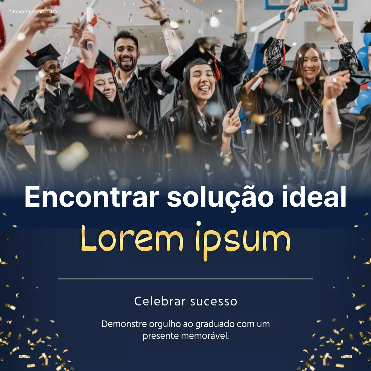 Anúncio de presente de formatura moderno azul e branco