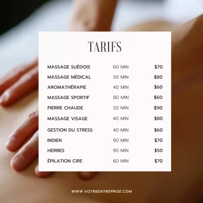 Beige and Black Simple Massage Studio Price List Promotion