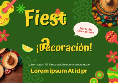 Decoración Moderna Verde y Amarilla Cinco de Mayo Promoción Publicidad