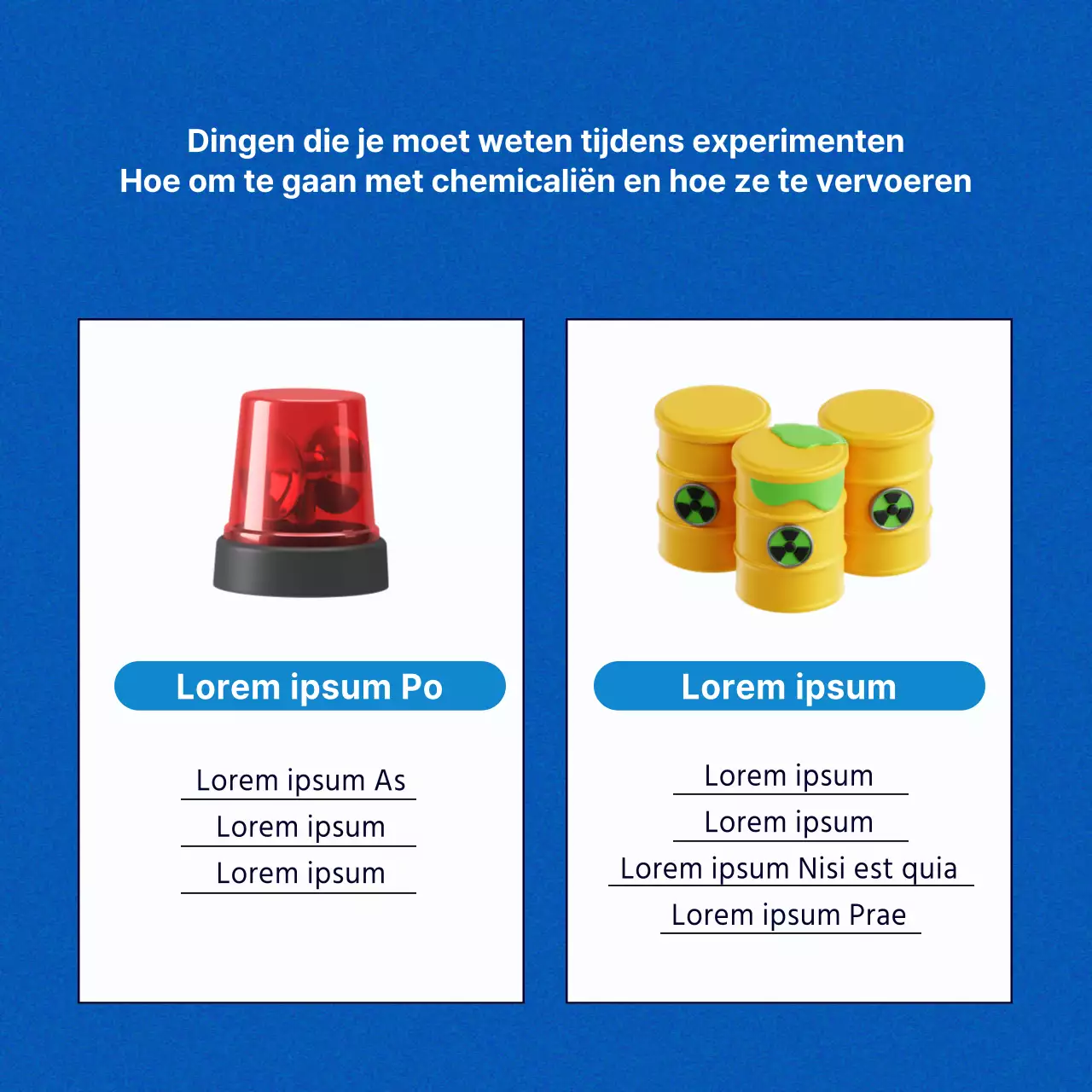 Kitscherige lab veiligheidstips in blauw en geel