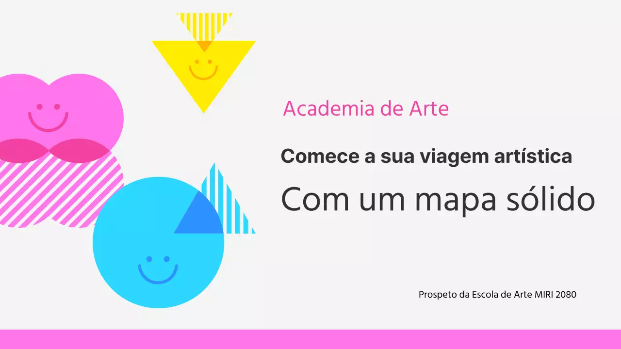 Apresentação da escola de arte cor-de-rosa e azul claro