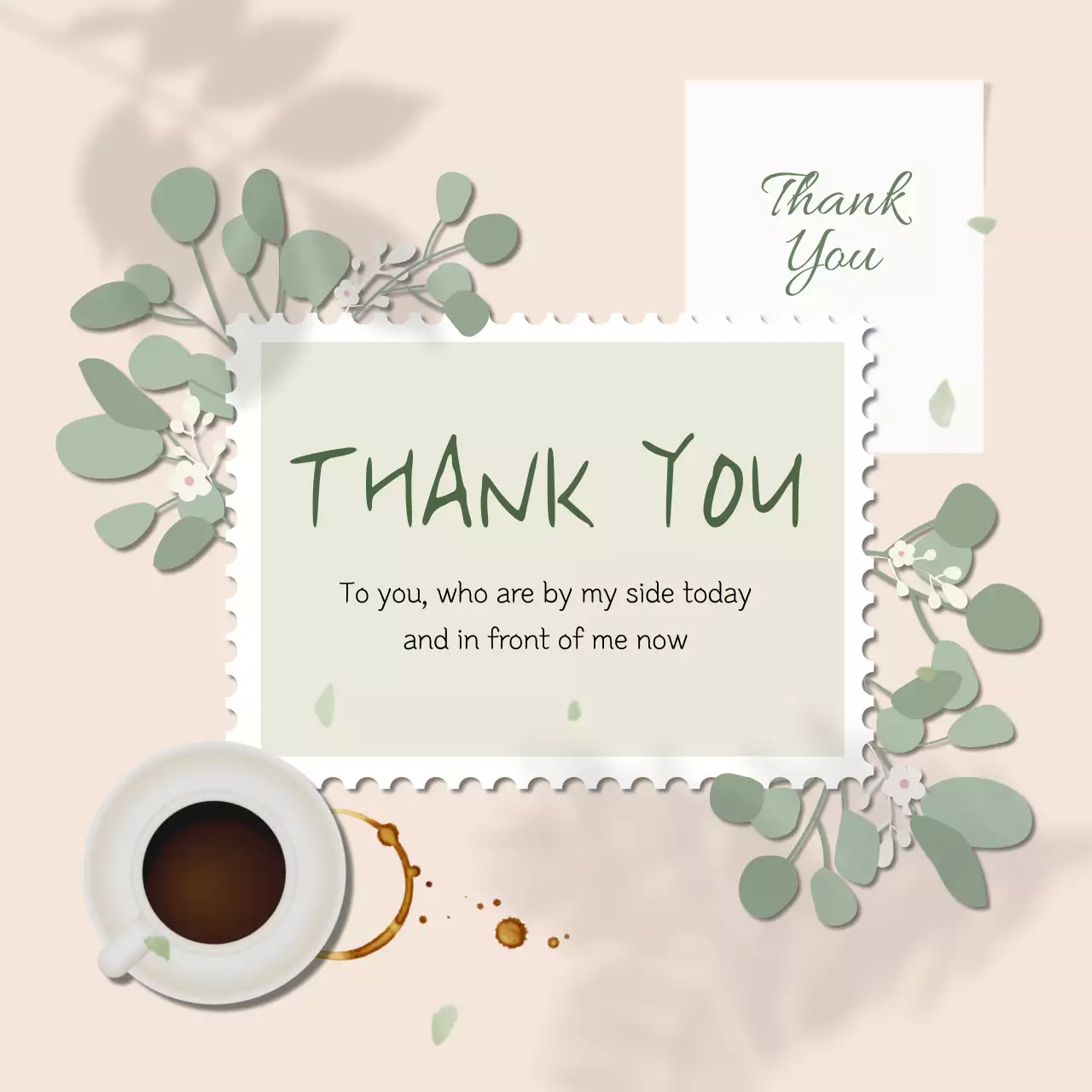 Beige Elegant Thank You Card Social Media Post