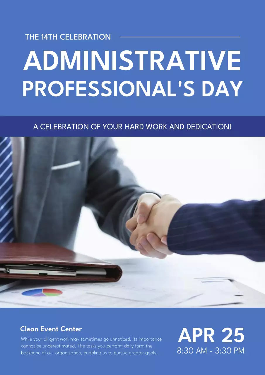 Blue Modern Administrative Event Poster