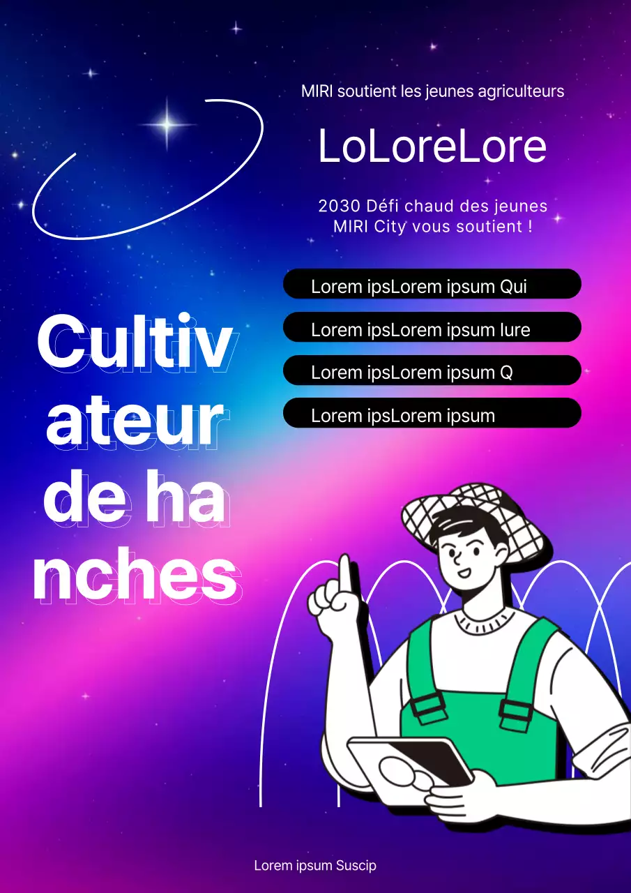 Promouvoir le projet rural cyberpunk blanc et violet pour les jeunes